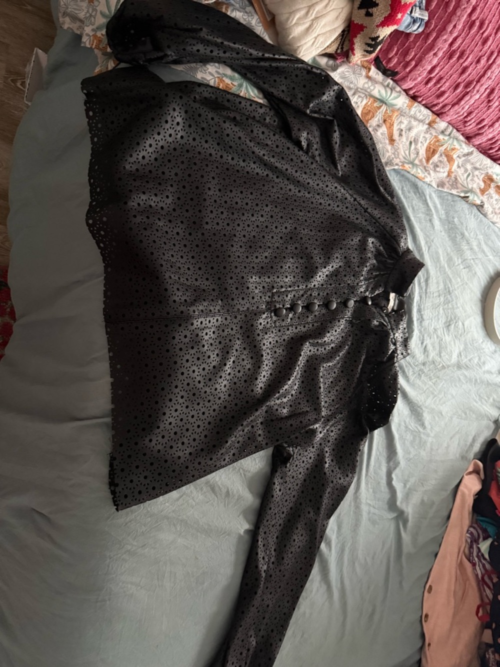 Zara Black Eyelet Button-Up Blouse